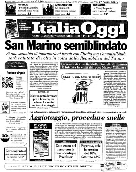 Italia oggi : quotidiano di economia finanza e politica